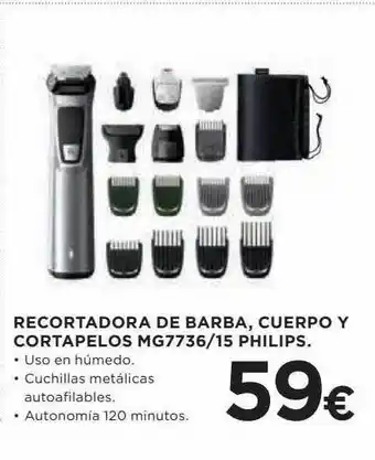 Hipercor Recortadora De Barba Cuerpo Y Cortapelos Mgg7736 15 Philips oferta