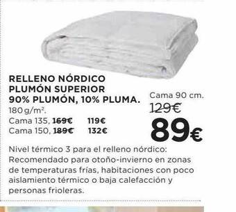 Hipercor Relleno Nórdico Plumón Superior 90% Plumón 10% Pluma oferta