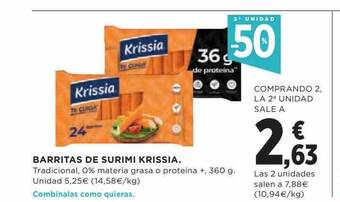 Hipercor 2a Unidad -50% Barritas De Surimi Krissia oferta