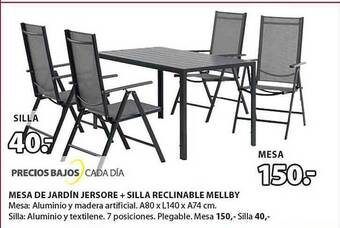 JYSK Mesa De Jardin Jersore + Silla Reclinable Mellby oferta