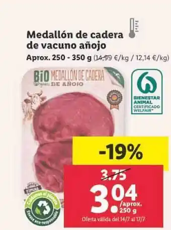 Lidl Medallón De Cadera De Vacuno Añojo oferta