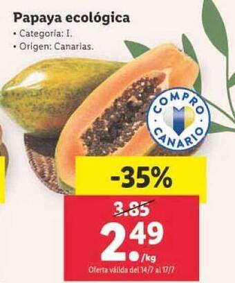 Lidl Papaya Ecológica oferta