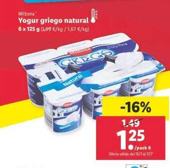 Lidl Yogur Griego Natural oferta
