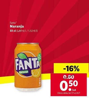 Lidl Fanta Naranja oferta
