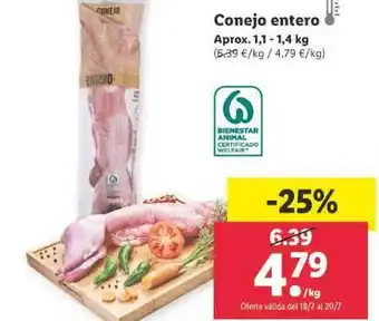 Lidl Conejo Entero oferta