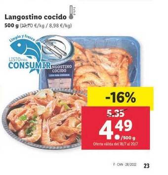 Lidl Langostino Cocido oferta