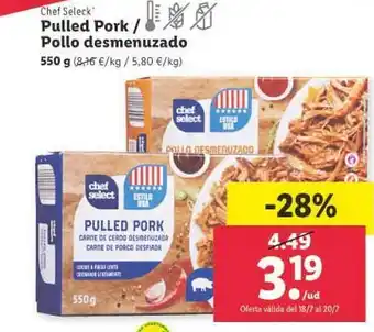 Lidl Pulled Pork Pollo Desmenuzado oferta