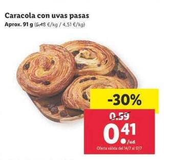 Lidl Caracola Con Uvas Pasas oferta