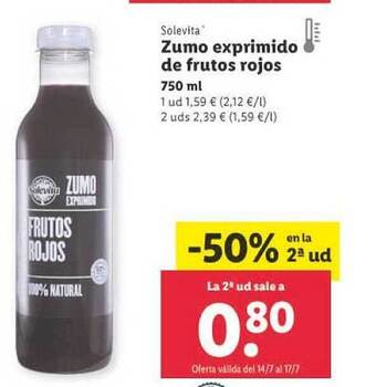 Lidl Solevita Zumo Exprimido De Frutos Rojos oferta