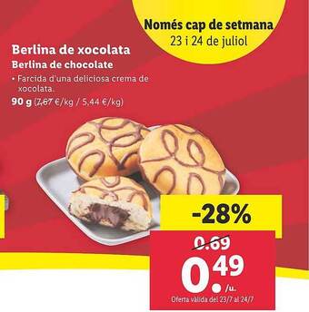 Lidl Berlina De Chocolate oferta