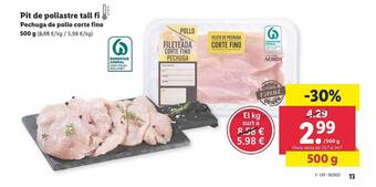 Lidl Pechuga De Pollo Corte Fino oferta
