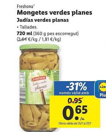 Lidl Freshona Judias Verdes Planas oferta