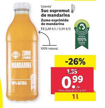 Lidl Solevita Zumo Exprimido De Mandarina oferta