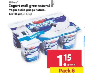 Lidl Milbona Yogur Estilo Griego Natural oferta