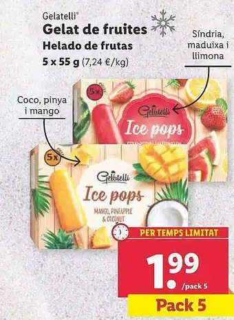 Lidl Gelatelli Helado De Frutas oferta