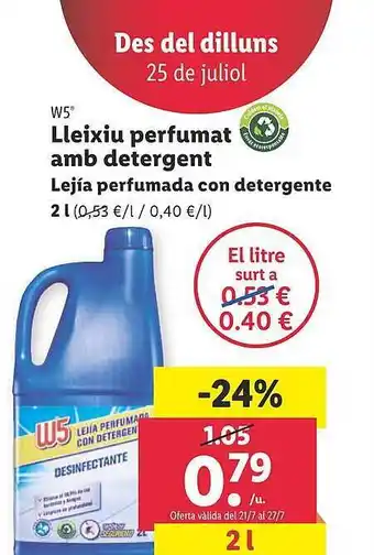 Lidl W5 Lejia Perfumada Con Detergente oferta