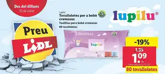 Lidl Lupilu Toallitas Para Bebé Cremosas 80 Tovalloletes oferta