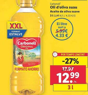 Lidl Carbonell Aceite De Oliva Suave oferta