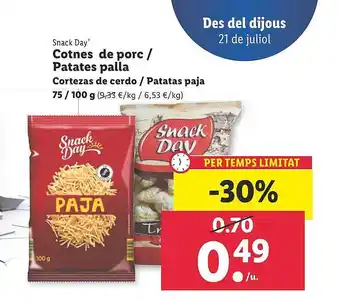 Lidl Snack Day Cortezas De Cerdo Patatas Paja oferta