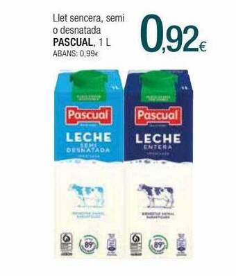 Condis Llet Sencera Semi O Desnatada Pascual oferta