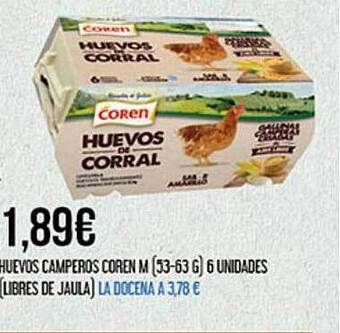 Claudio Huevos Camperos Coren M(53-63 G) 6 Unidades (libres De Jaula) oferta