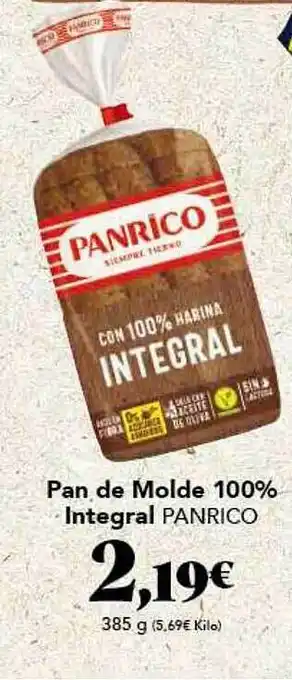 Gadis Pan De Molde 100% Integral Panrico oferta