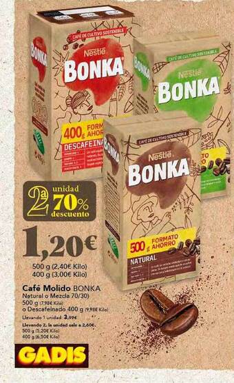 Gadis 2a Unidad 70% Descuento Café Molido Bonka oferta