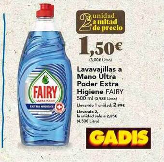 Gadis Lavavajillas A Mano Ultra Poder Extra Higiene Fairy oferta