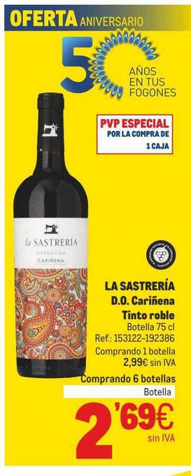 Makro La Sastreria D.o. Cariñena Tinto Roble oferta