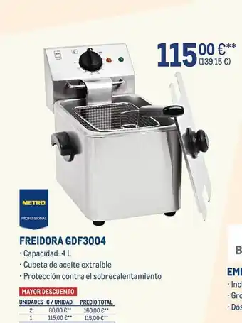Makro Freidora Gdf3004 Metro Professional oferta