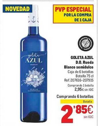 Makro Goleta Azul D.o. Rueda Blanco Semidulce oferta