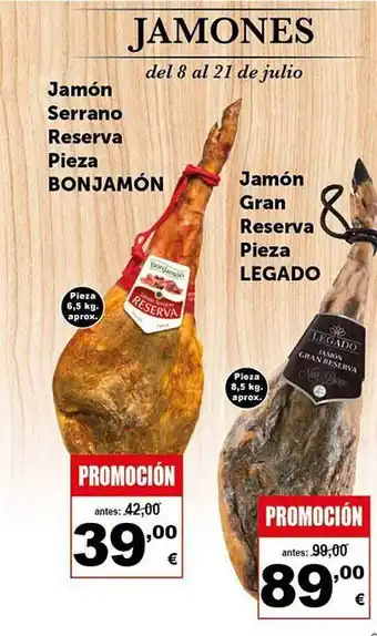 Masymas Jamón Serrano Reserva Pieza Bonjamón, Jamón Gran Reserva Pieza Lagado oferta