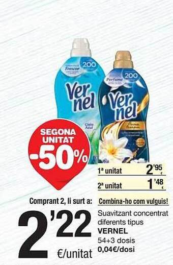 SPAR Segona Unitat -50% Suavitzant Concentrat Diferents Tipus Vernel oferta