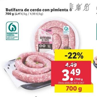 Lidl Butifarra de cerdo con pimienta oferta