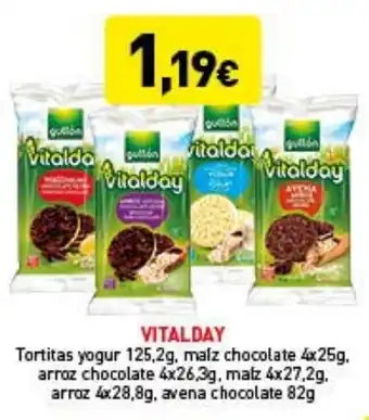 Hiperber Vital Day Tortitas yogur 125,2 g,maiz chocolate 4 x 25 g,arroz chocolate 4x26,3 g,maiz 4 x 27,2 g,arroz 4x28,8 g oferta