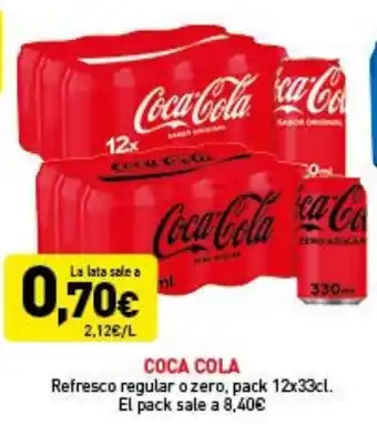 Hiperber Coca Cola Refresco regular o zero,pack 12 x 33 cl oferta