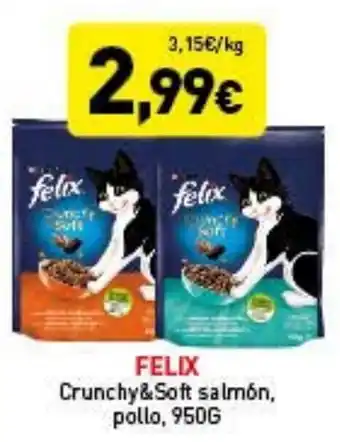 Hiperber Felix Crunchy&Soft salmón pollo 950 g oferta