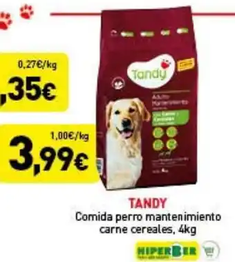 Hiperber Tandy Cornida perro mantenimiento carne cereales 4 kg oferta