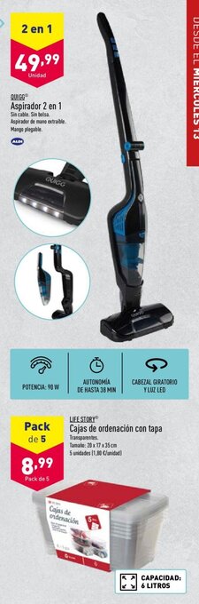 ALDI Life Story Cajas de ordenación con tapa 20 x 17 x 35 cm 5 unidades Pack de 5 oferta