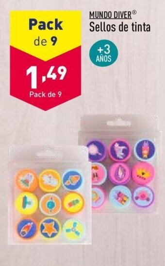 ALDI Mundo Diver Sellos de tinta + 3 años Pack de 9 oferta