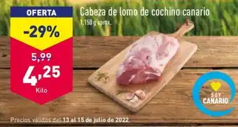 ALDI Cabeza de lomo de cochino canario 1.150 g oferta
