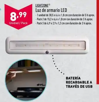 ALDI Lightzone Luz de armario LED 1 unidad de 30,5 x 6,4 x 1,8 cm con duración de 5 h aprox. oferta