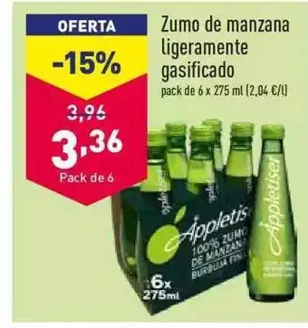 ALDI Zumo De Manzana Ligeramente Gasificado oferta