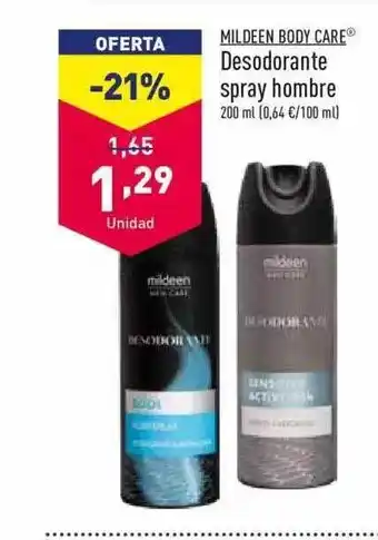 Mildeen Body Care Desodorante Spray Hombre
