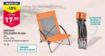 ALDI Adventuridge Silla plegable de playa 120kg Tamaño 55 x 55 x 65 cm oferta