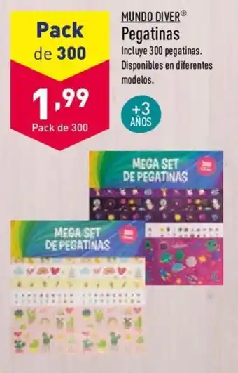 ALDI Mundo Diver Pegatinas + 3 años Pack de 300 oferta