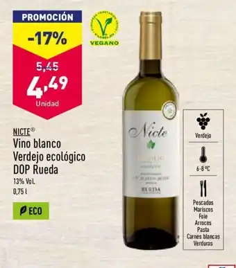 ALDI ECO Nicte Vino blanco Verdejo ecológico DOP Rueda 13% Vol. 0,75 L oferta
