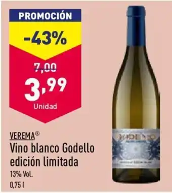 ALDI Verema Vino blanco Godello edición limitada 13% Vol.0,75 l oferta