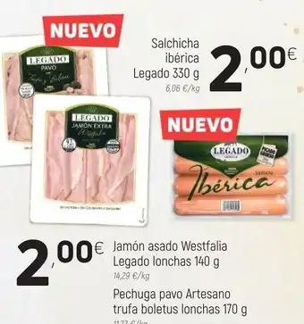 Coviran Salchicha ibérica Legado 330g/ Jamón asado Westfalia Legado lonchas 140g oferta