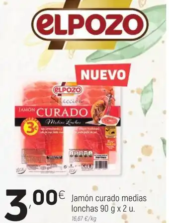 Coviran Jamón curado medias lonchas 90g x 2 u oferta